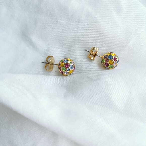 Kate Spade On The Ball Multi Color Gold Sphere Stud Earrings - Picture 2 of 4